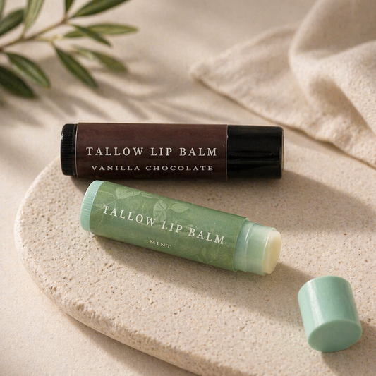 Tallow Beeswax Lip balm - Mint or Vanilla Chocolate